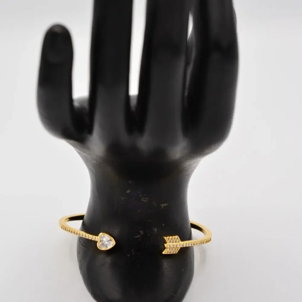 Kate Spade New York Floating Charm Bangle Bracelet Crystal Heart Arrow Gold Bin4